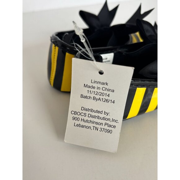 Linmark Baby Shoes Bee Striped Bow 9-12M Yellow and Black Soft Halloween Costume - Picture 3 of 6